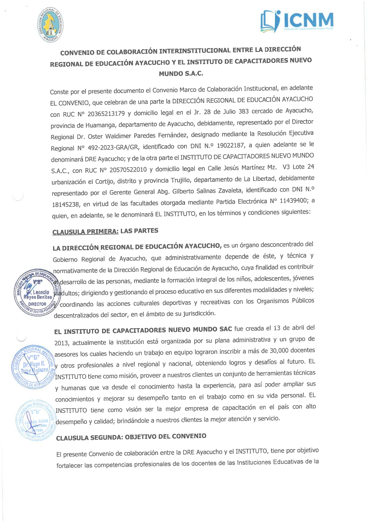 Convenio DRE Ayacucho