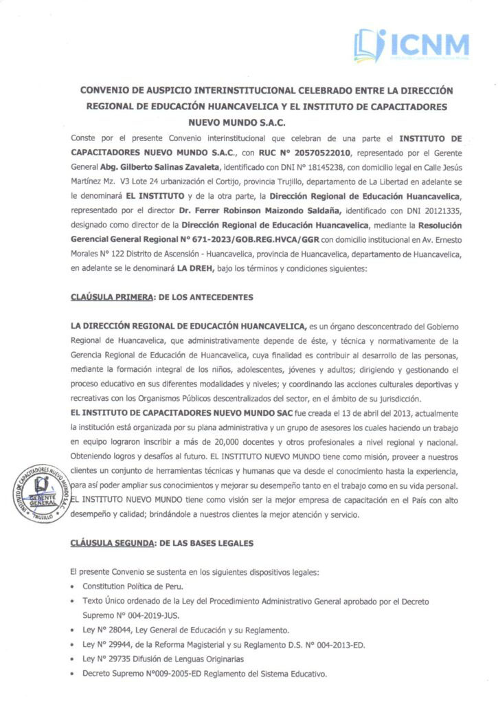 Convenio DRE Huancavelica