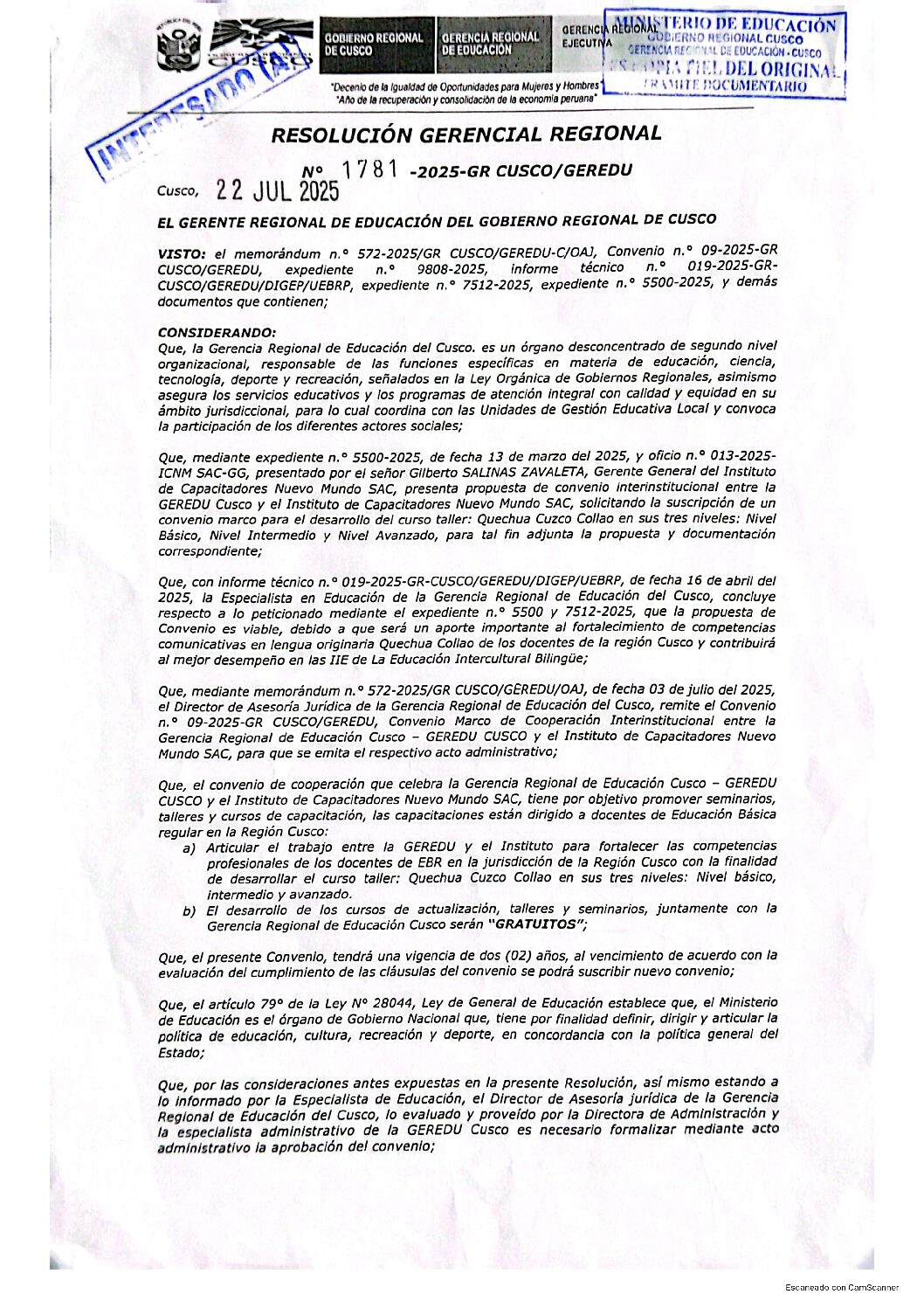 Resolución Cusco 2025