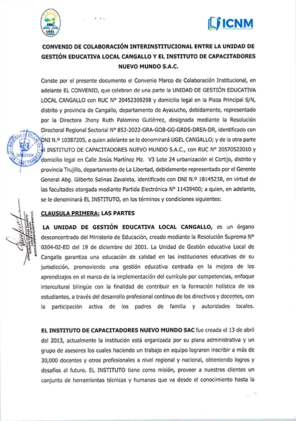 Convenio UGEL Cangallo
